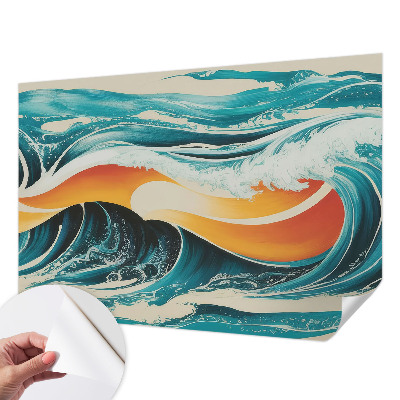 3D wall mural with an abstract waves design