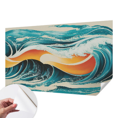 3D wall mural with an abstract waves design