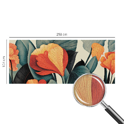 Nursery wall mural with colorful flowers