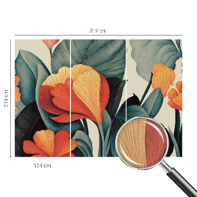 Nursery wall mural with colorful flowers