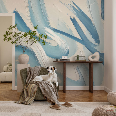 3D photo wallpaper mural with abstract brushstroke design