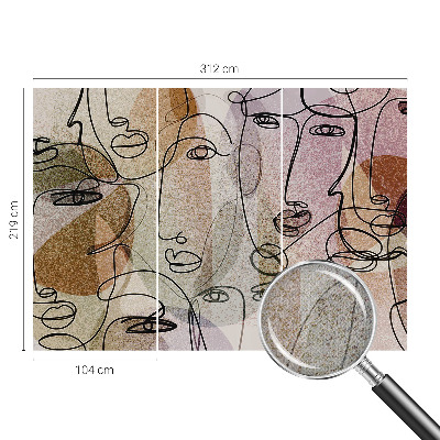 Self-adhesive wall mural with a linear faces design