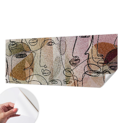 Self-adhesive wall mural with a linear faces design