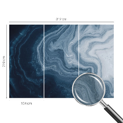 Peel and stick wallpaper mural featuring a blue waves design