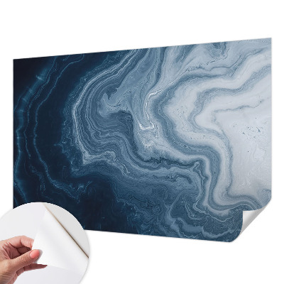 Peel and stick wallpaper mural featuring a blue waves design