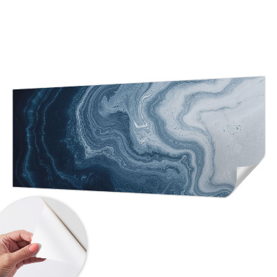 Peel and stick wallpaper mural featuring a blue waves design