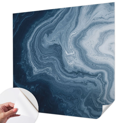 Peel and stick wallpaper mural featuring a blue waves design