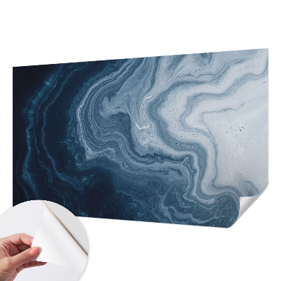 Peel and stick wallpaper mural featuring a blue waves design