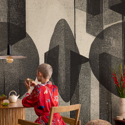 Removable wall mural with a geometric shapes pattern