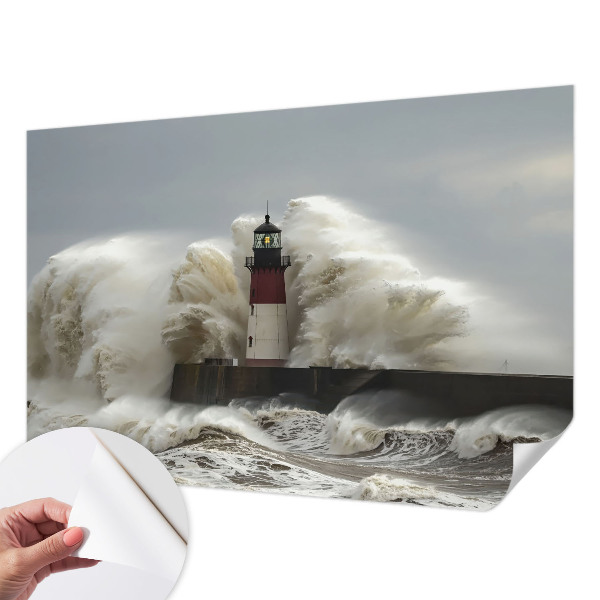 Stick-on wall mural with a sea waves motif
