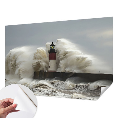 Stick-on wall mural with a sea waves motif