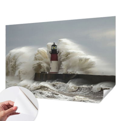 Stick-on wall mural with a sea waves motif