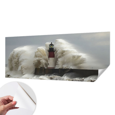 Stick-on wall mural with a sea waves motif