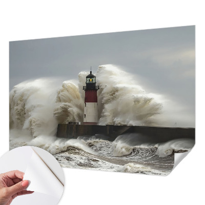 Stick-on wall mural with a sea waves motif