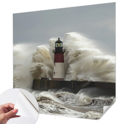 Stick-on wall mural with a sea waves motif