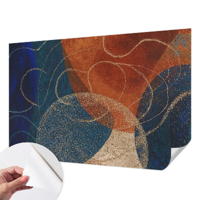Peel and stick wall mural for bedroom with colorful abstract forms
