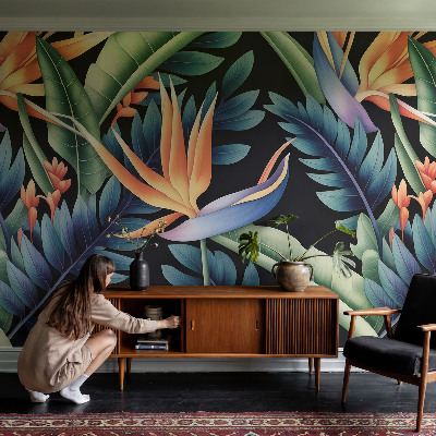Peel and stick wall mural for living room with a paradise theme