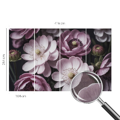Removable wall mural wallpaper with a floral elegance design