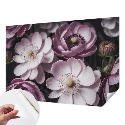 Removable wall mural wallpaper with a floral elegance design
