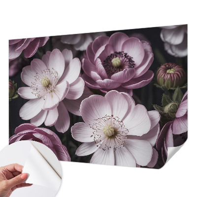 Removable wall mural wallpaper with a floral elegance design