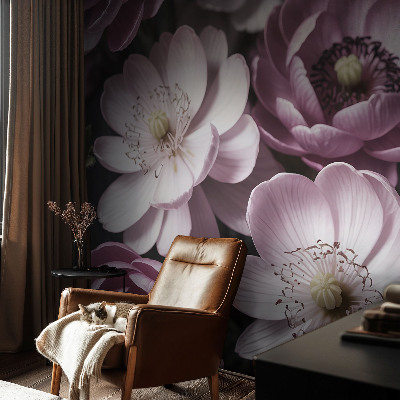 Removable wall mural wallpaper with a floral elegance design