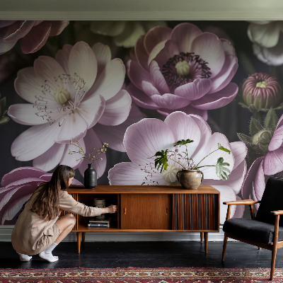 Removable wall mural wallpaper with a floral elegance design