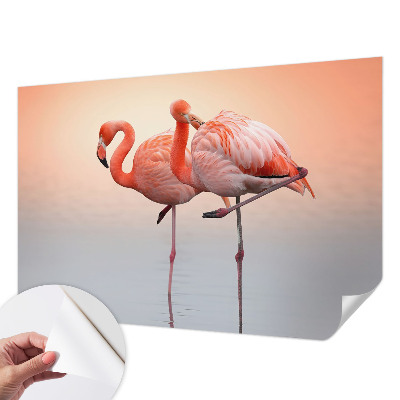 Self-adhesive wall mural Delicate flamingos
