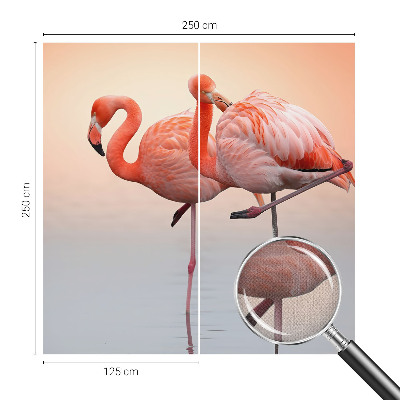 Self-adhesive wall mural with a delicate flamingo motif