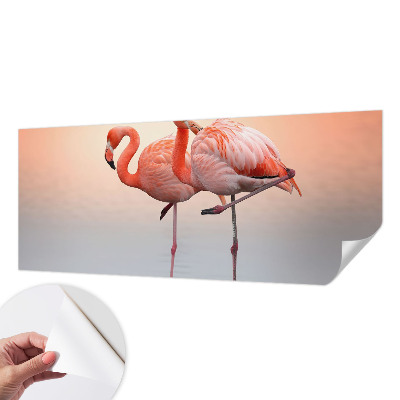 Self-adhesive wall mural Delicate flamingos