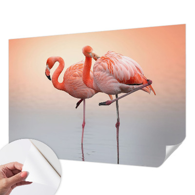 Self-adhesive wall mural Delicate flamingos