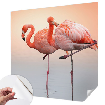 Self-adhesive wall mural Delicate flamingos