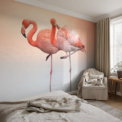 Self-adhesive wall mural Delicate flamingos