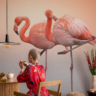 Self-adhesive wall mural Delicate flamingos