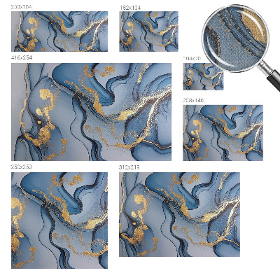 Children's wall mural with a blue waves motif