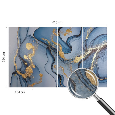 Children's wall mural with a blue waves motif
