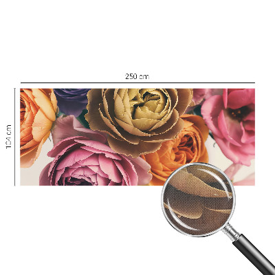 Removable wall mural wallpaper with a colorful rose pattern