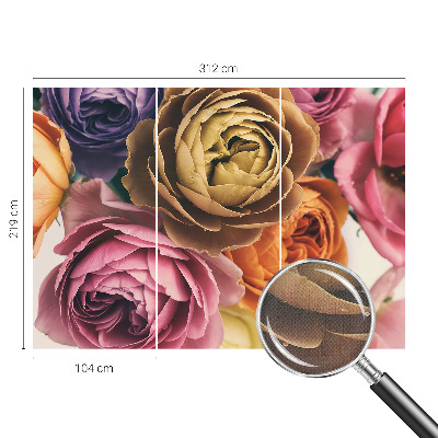 Removable wall mural wallpaper with a colorful rose pattern