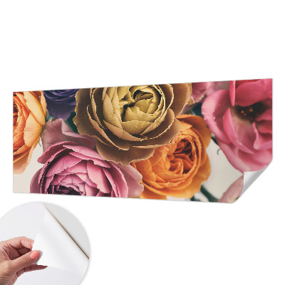 Removable wall mural wallpaper with a colorful rose pattern