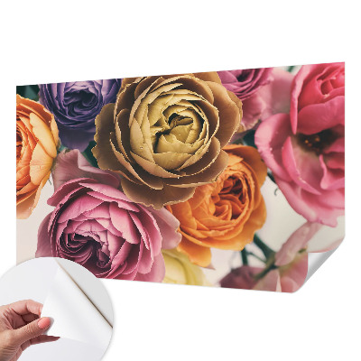 Removable wall mural wallpaper Colorful roses