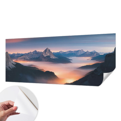 Peel and stick wall mural featuring the rising sun design