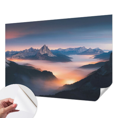 Peel and stick wall mural featuring the rising sun design