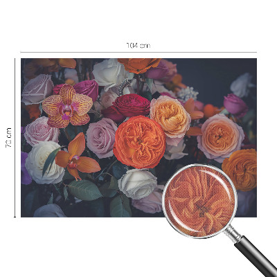 Peel and stick wallpaper mural with a colorful bouquet design
