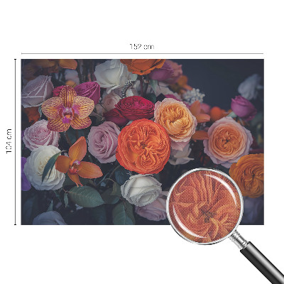 Peel and stick wallpaper mural with a colorful bouquet design