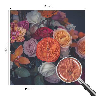 Peel and stick wallpaper mural with a colorful bouquet design