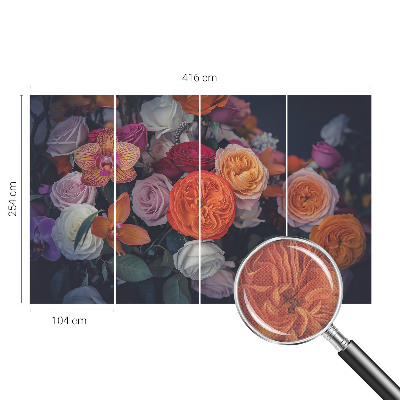 Peel and stick wallpaper mural with a colorful bouquet design