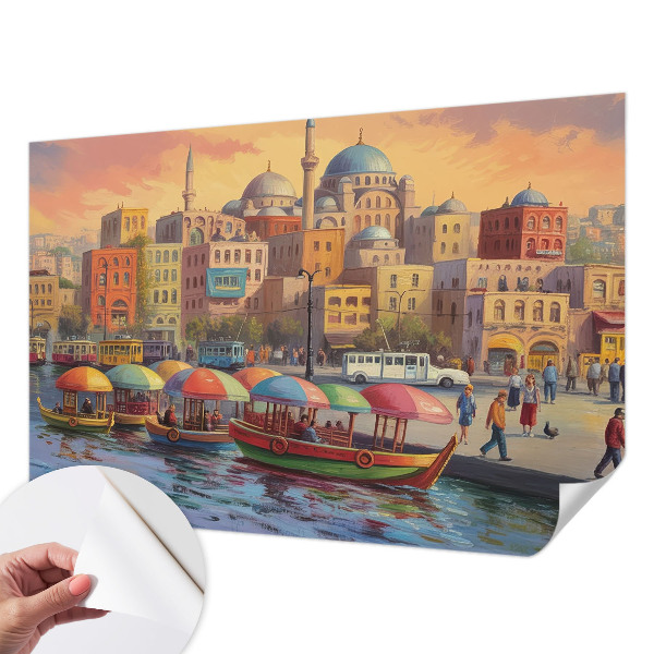 Self-adhesive photo wallpaper with an urban coastal motif