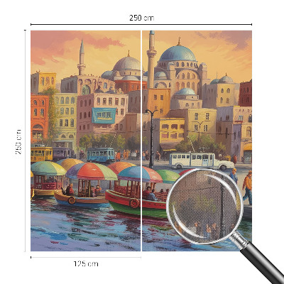 Self-adhesive photo wallpaper with an urban coastal motif