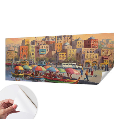 Self-adhesive photo wallpaper with an urban coastal motif
