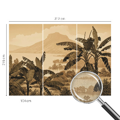 Stick-on wall mural with a tropical panorama design