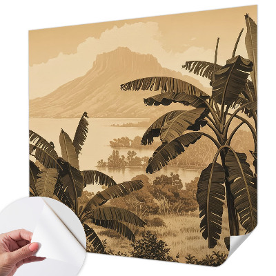 Stick-on wall mural with a tropical panorama design